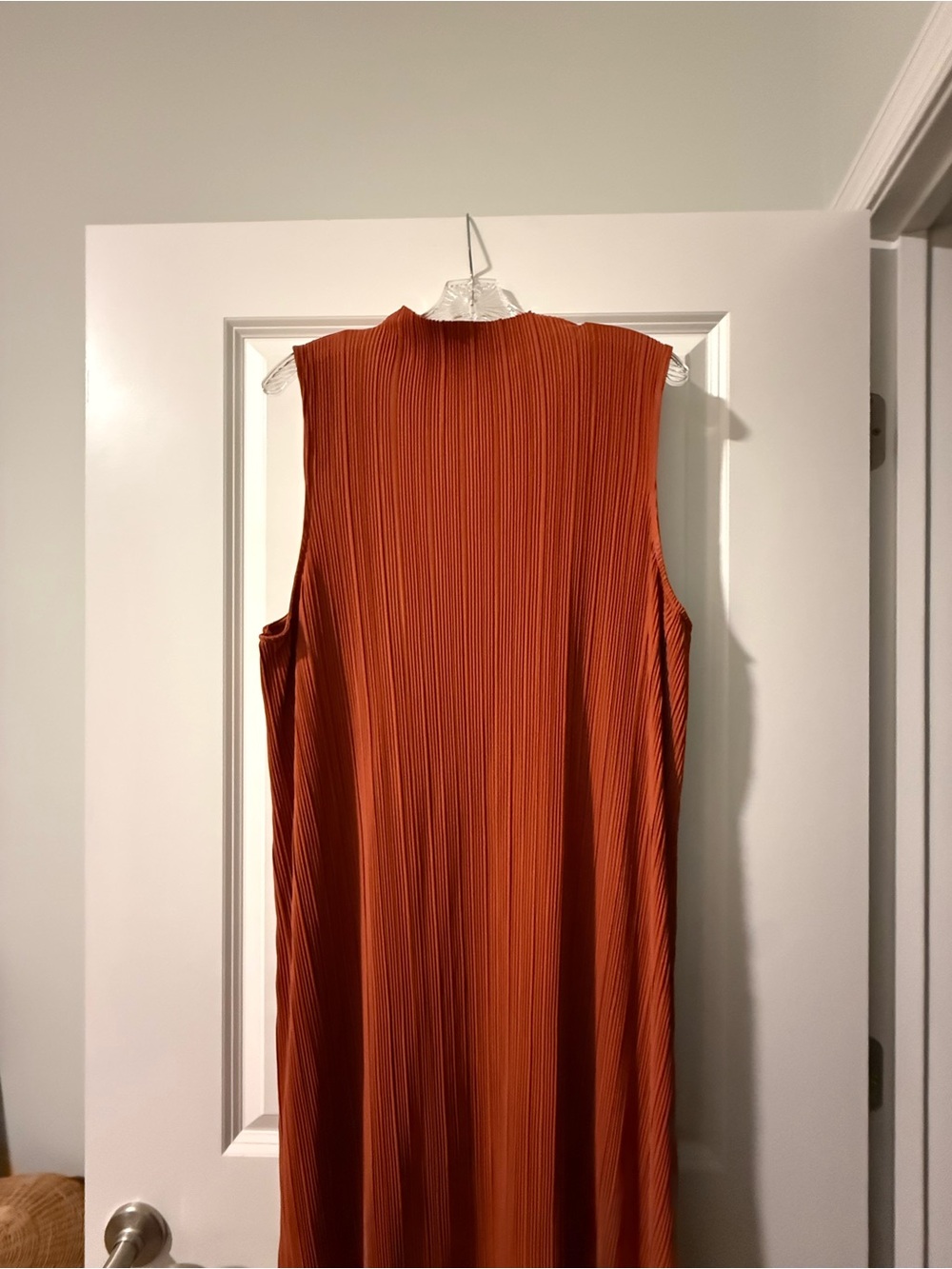 Ava & Viv Burnt Orange Pleated Sleeveless Maxi Dress